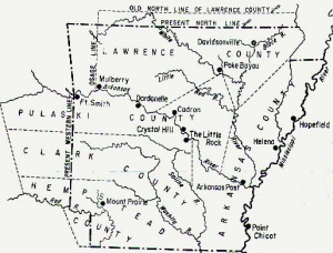 County Map of the States of Arkansas Mississippi and Louisiana