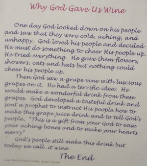 Anna Marie Cowie on "Why God Gave Us Wine." Photo by Wilson Alobuia.